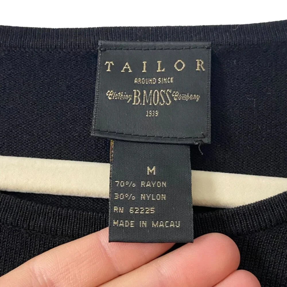Vtg B. Moss Tailor‎ Black Sweater Women Medium Embroidered Christmas Gifts